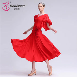 Women's Ballroom Standard Dance Dress Spandex Red For Practice And Training