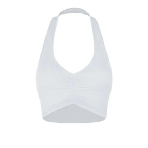 Women's Black Halter Neck Ruched Crop Top & Side Drawstring Ruffle Hem Skirt Latin Dancewear Set