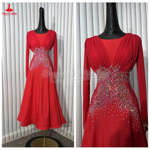 Women's Ballroom Dance Dress With Long Sleeves For Practice Or Competition