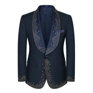 Men's 2-Piece Tuxedo Suit With Shawl Lapel One-Button Blazer For Weddings And Formal Events