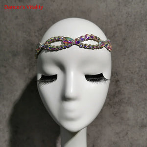 Dance Headpiece Women's Iridescent Rhinestone Forehead Tiara Belly Dance