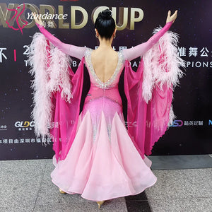 Women's Ballroom Waltz Dance Dress With Rhinestones Multicolor For Competition