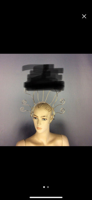 Wire Headpiece, Adult Gold Abstract Wire Art Crown, Theatrical Dance Costume Accessory