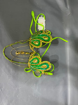 Dance Bra Top, Women's Green & Gold Sequin Beaded Halter, Carnival Samba Salsa Latin