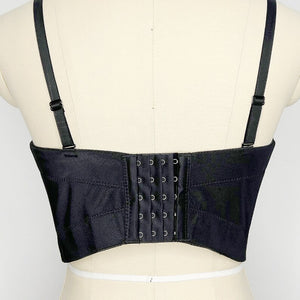 Women's Black & Silver Mirrored Sequin Rhinestone Sweetheart Neck Crop Top for Dance Performances