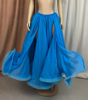 Women's Black Sheer Chiffon High Slit Flowy Belly Dance Skirt