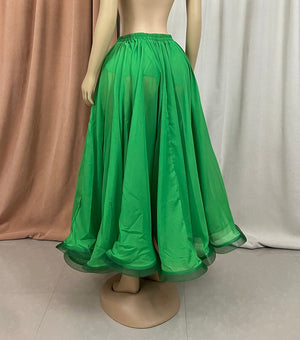 Women's Black Sheer Chiffon High Slit Flowy Belly Dance Skirt