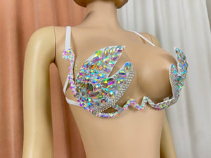 Dancing Bra Top, Women's, Teal/Gold, Embellished Jewel Open Cup, Belly Dance