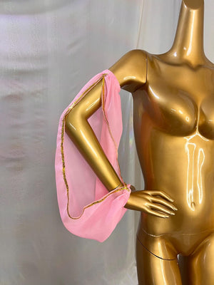 Dance Top, Women's Orange Chiffon Bell Sleeve with Gold Trim, Belly Dance