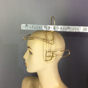 Dance Headpiece, Gold Wire Frame Headpiece, Abstract Geometric Design
