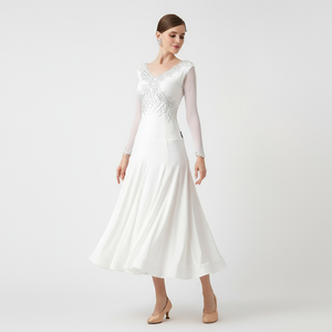 Women's Standard Ballroom Waltz Dress With Rhinestones Multicolor For Competition