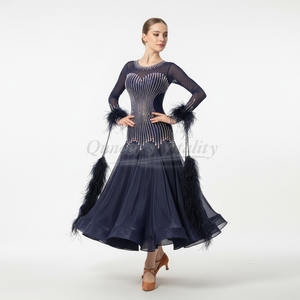 Ballroom Dance Competition Dress With AB Rhinestones For Adult, Teen, And Kids Waltz Foxtrot Tango
