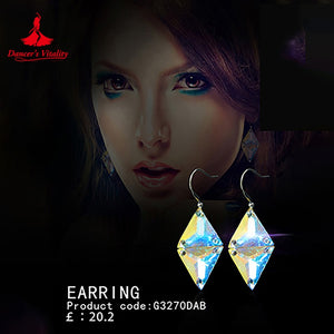 Earrings Women's Iridescent Crystal Drop Hook Earrings for Ballroom Latin Dance