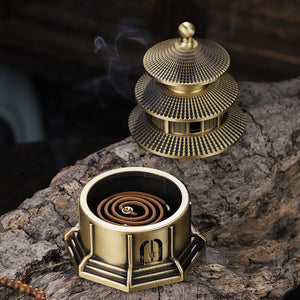 Brass Tower Incense Burner Censer Holder