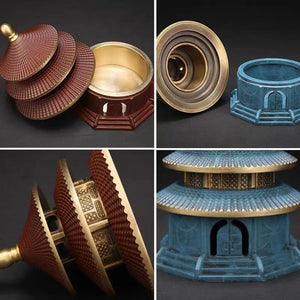 Brass Tower Incense Burner Censer Holder