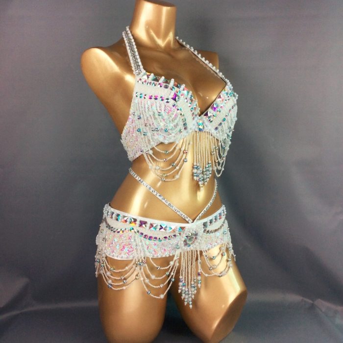 New Women's beaded belly dance costume Halloween wear Bar+Belt 2pcs set ladies belly dance costumes Christmas party dancing wear TF1402