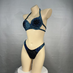 Samba Costumes Free Shipping Hand Made Beaded Dark Blue,silver and red 3 Color Bra and thong