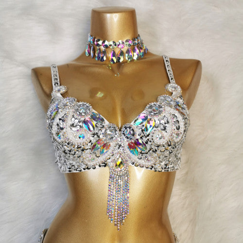 Sexy Corset Top For Women Nightclub Diamond Top With Chest Pad Party Short Clothes