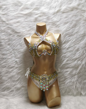 New Stage Show Costumes Sexy Samba Carnival Belly Dance Costume Suit For Women Wire Bra Belt Set Party Rave Dancer Wear Outfit