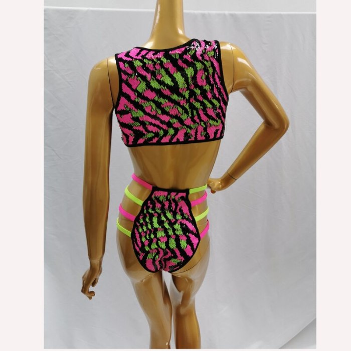 Mix Sequin Embroidery Glitter Embellished Bikini Swimsuit Set Women 20 EDC Dress Rave Cosplay Costumes Carnival Party Costumes 2020-2
