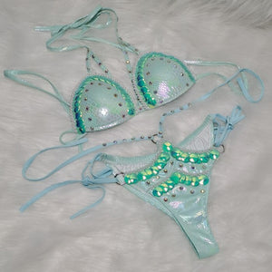 New Sexy Beading Sequined Summer Swimsuit Women 2 Pieces Bikini Shiny Swimsuit Set Monokini Swimwear Beachwear Bathing Suit