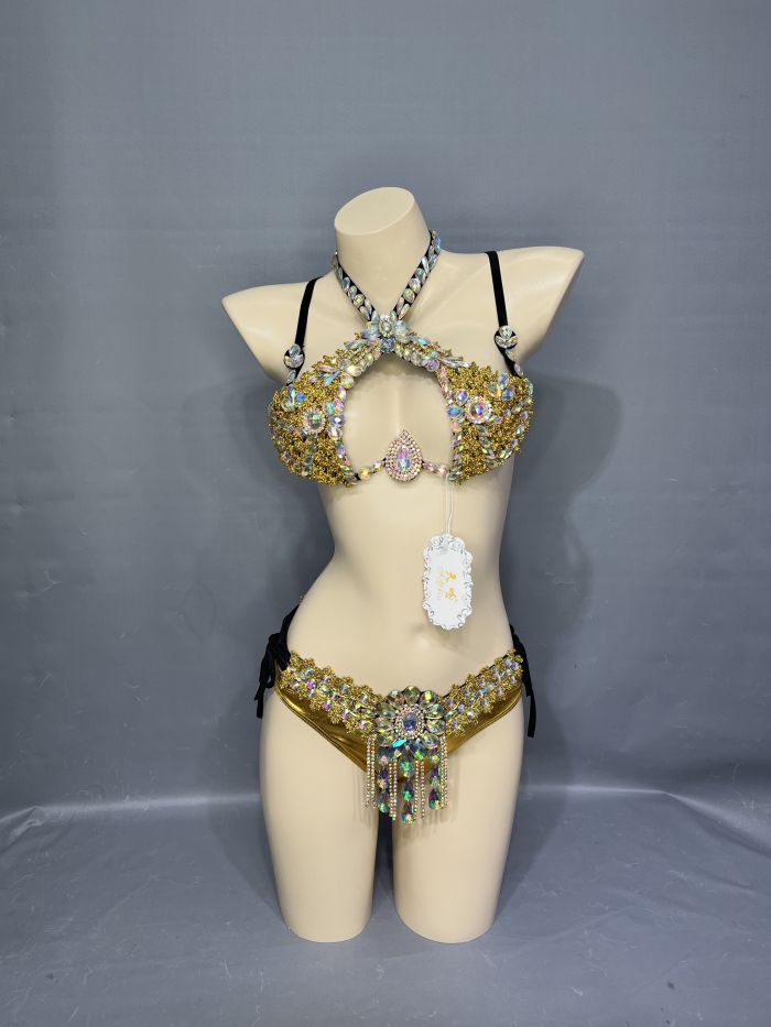 New Stage Show Costumes Sexy Samba Carnival Belly Dance Costume Suit For Women Wire Bra Belt Set Party Rave Dancer Wear Outfit