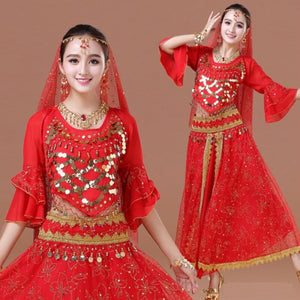 New Lady Belly Dance Costume Sexy Women Bellydance Performance 5pcs Set Dancewear Bellydancing Bollywood Costumes Outfit HY0058