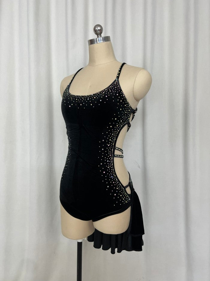 Long kimono coat stage performance costumes and black velvet dress