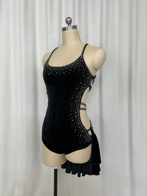 Long kimono coat stage performance costumes and black velvet dress