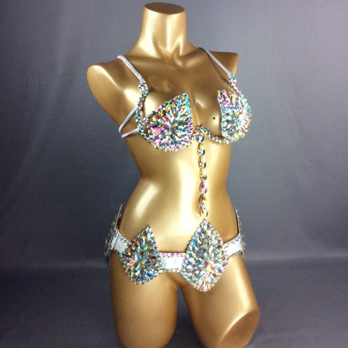 Samba Carnival Bra Belt Rainbow Stone bra and belt Handmade wire bra C011-2 free shipping