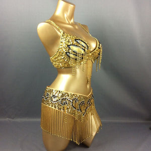 New Women's beaded belly dance costume halloween wear Bar+Belt 2pc set ladies belly dancing costumes bellydance carnival clothes tf1406