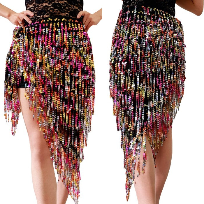 New Bellydance Hip Scarf Tassel Hip Scarves Beaded Sequins Belly Dance Waist Chain Belly Dancing Shawl Belt