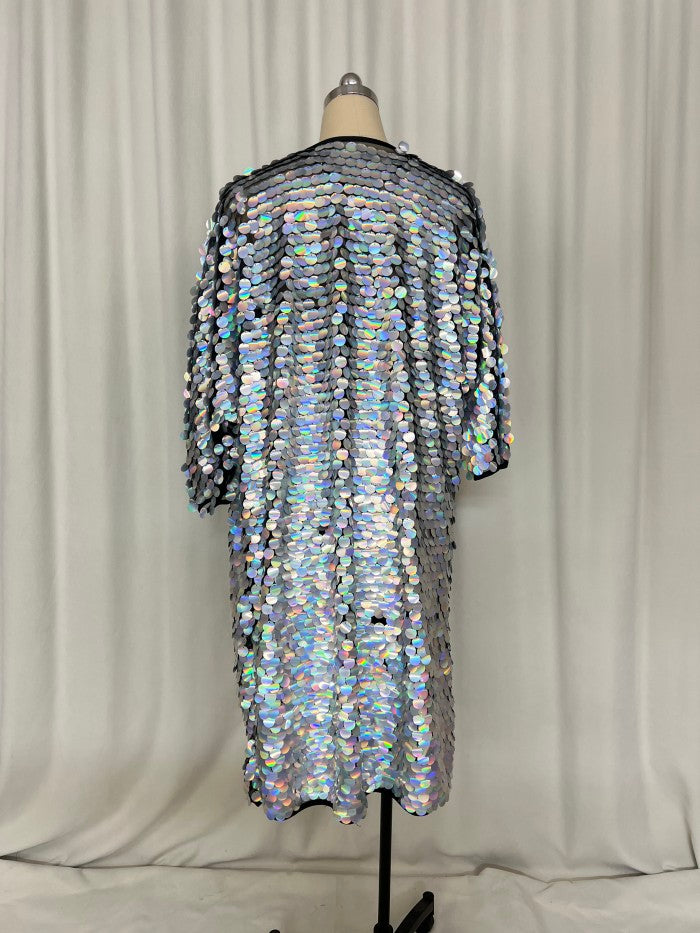 Long kimono coat stage performance costumes and black velvet dress