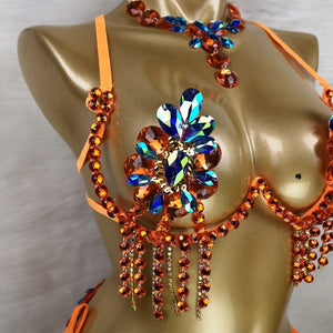 New Bra Handmade Sexy Samba Carnival Bra Stone Hollywood Women's Belly dancing Top WIRE BRA C021 Wire Bra