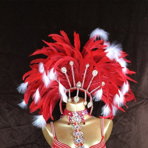 Free Shipping Hot Selling Sexy Samba Rio Carnival Costumes Feather Head Piece Red Color