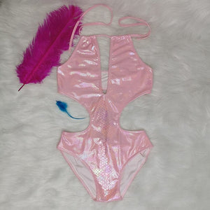 Newest Hot Women Glitter Laser Swimsuit One Piece Shiny Bikini Set Sexy Girl Summer Holiday Swimwear Beachwear Bathing Suit