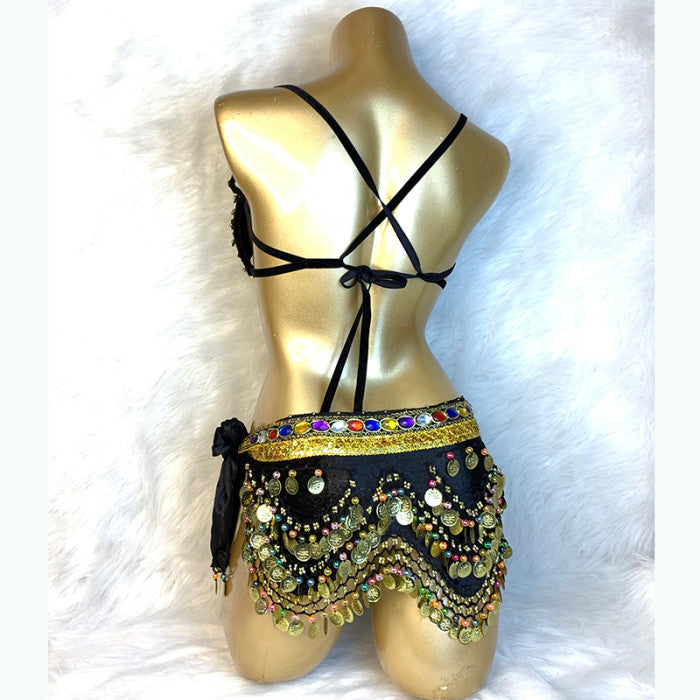 Samba Carnival Wire Bra & Belt Set Hand Made 4 Piece Belly dancing WIRE BRA + BELLY DANCE HIP scarves 320 piece coins
