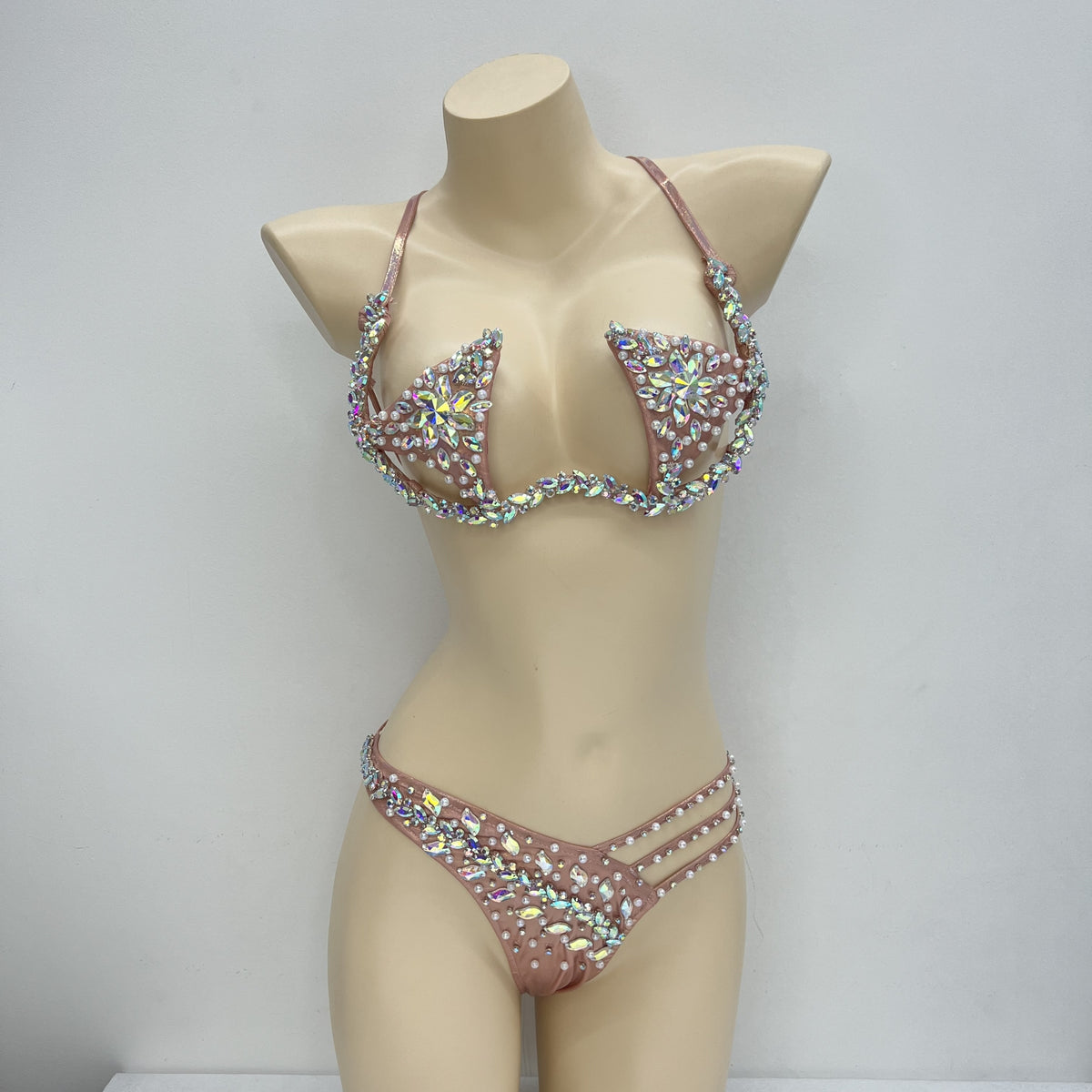 Samba Carnival Belly Wire Bra  and Panty Hand Beads Passista Pageant Cabaret Broadway Theater Mardi Gras,Vegas Showgirls C054