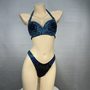 Samba Costumes Free Shipping Hand Made Beaded Dark Blue,silver and red 3 Color Bra and thong
