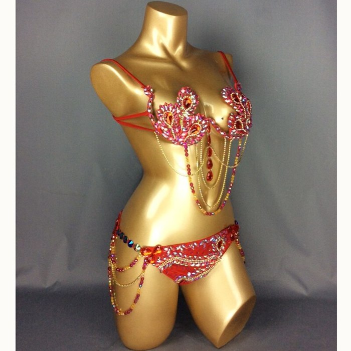 Samba Carnival Wire Bra & Panty 2pcs/Set Rainbow stones free shipping CB010-3