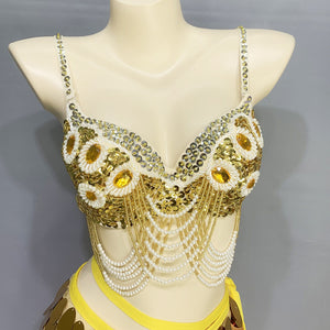 Oriental Belly Dance Costumes Sequin Tassel Belly Dancing Bra Hip Wrap Panty 3pcs Set Stage Professional Outfits Carnival Suit N21015