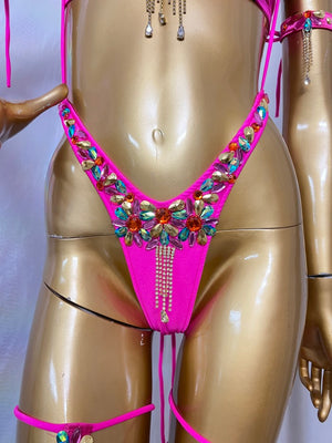 New Handmade Samba Carnival  Bra And Panty With Feather Set Stones Decorate For EDC Festival Rave Carnival