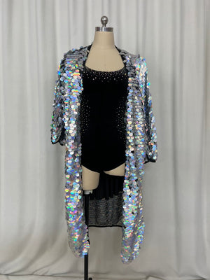 Long kimono coat stage performance costumes and black velvet dress