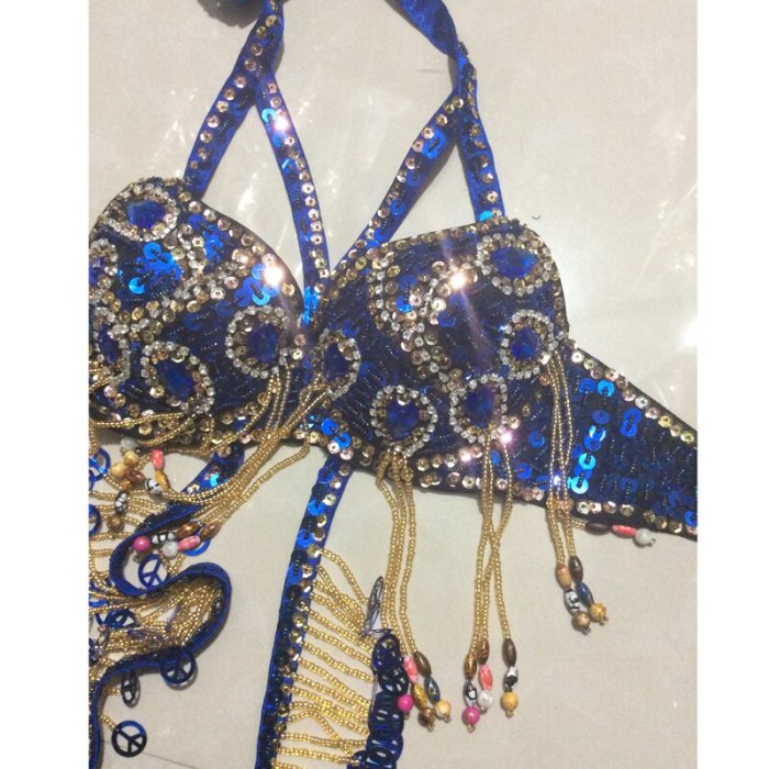 High Quality Sexy Performance Hand Beaded Sequined Belly Dance Samba Costume for Women Lady  navy blue color bra+belt+skirt+neck TF1411