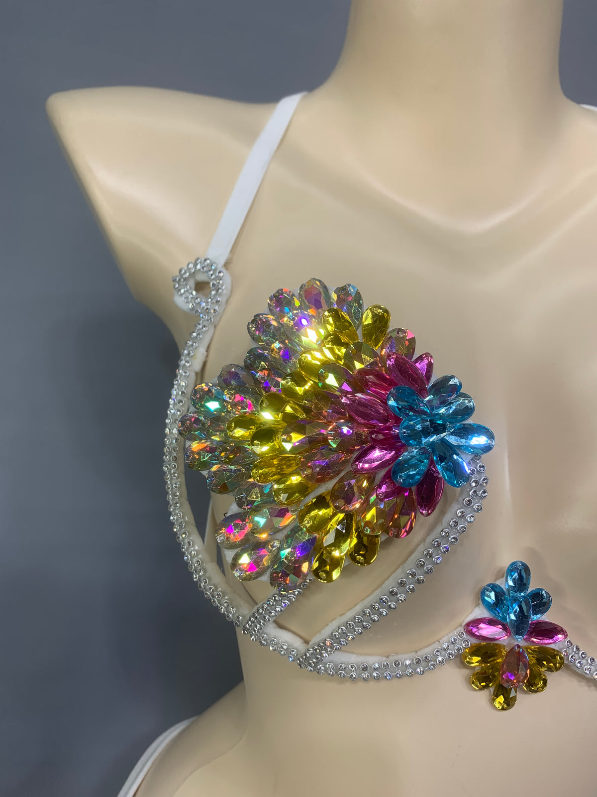 Samba Carnival Wire Bra And Panty Hand Beads Passista Pageant Cabaret Broadway Theater Mrdi Gras,Vegas Showgirl BP018