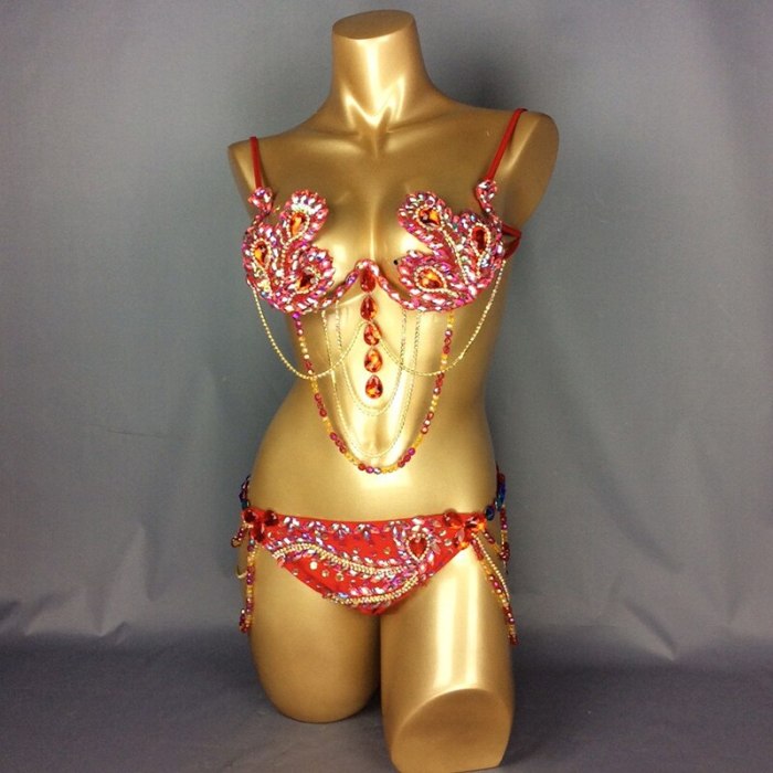 Samba Carnival Wire Bra & Panty 2pcs/Set Rainbow stones free shipping CB010-3