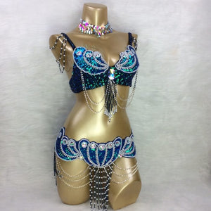 New belly dance Samba costume set BRA+belt+NECKLACE  3piece/ set ,any size,34/36/38/40/42 B/C/D/DD TF2152
