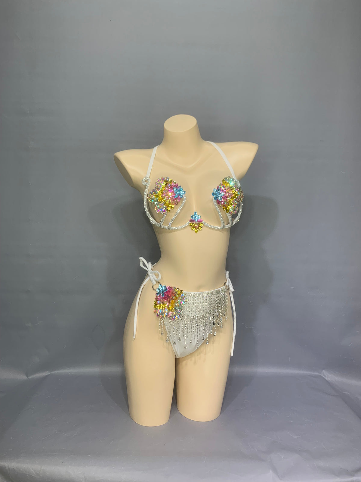 Samba Carnival Wire Bra And Panty Hand Beads Passista Pageant Cabaret Broadway Theater Mrdi Gras,Vegas Showgirl BP018