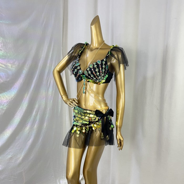 New Style Samba Carnival Halloween Costumes Handmade Bra,Hip Scarf And Panty For EDC Festival