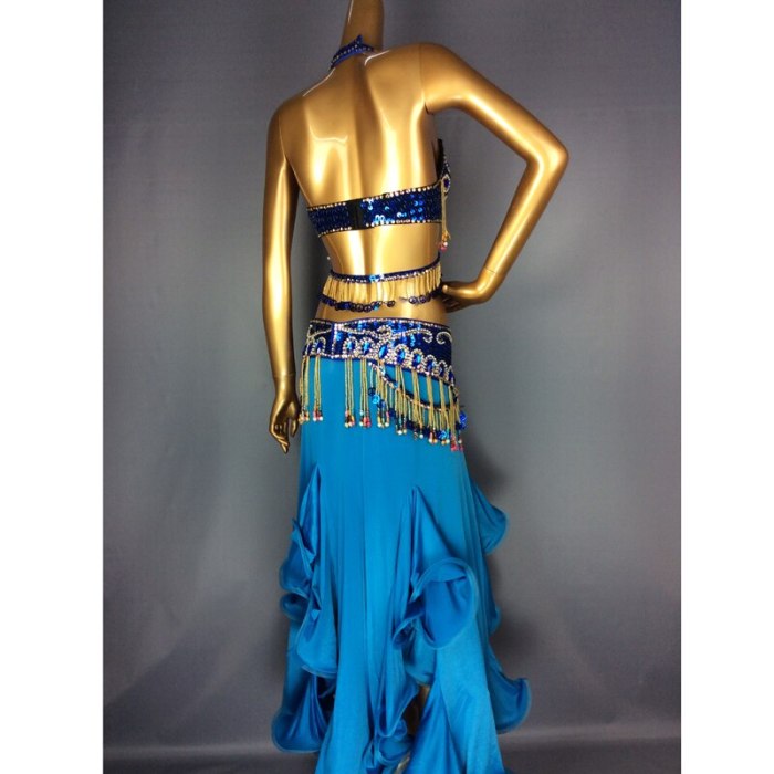 High Quality Sexy Performance Hand Beaded Sequined Belly Dance Samba Costume for Women Lady  navy blue color bra+belt+skirt+neck TF1411